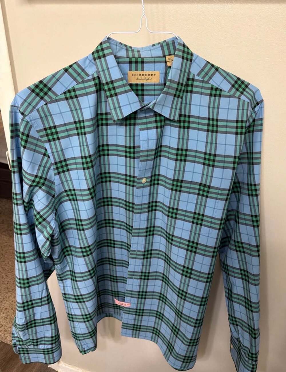 Burberry Alexander Blue Topaz Check Men’s Long Sleeve Shirt XXL